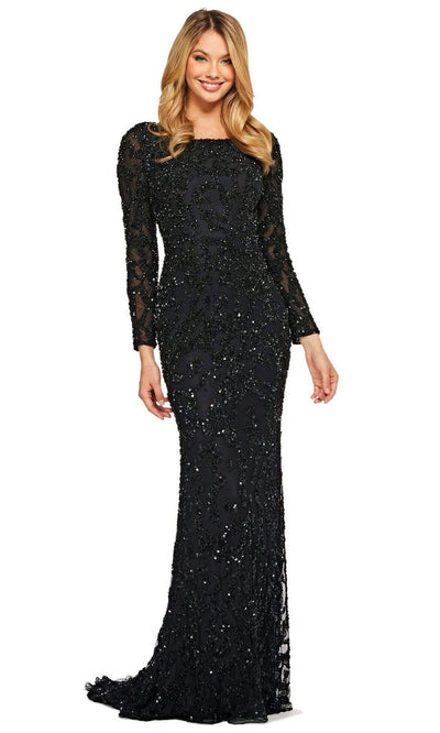 Sherri Hill - 53670SC Open Back Beaded Evening Dress In Black