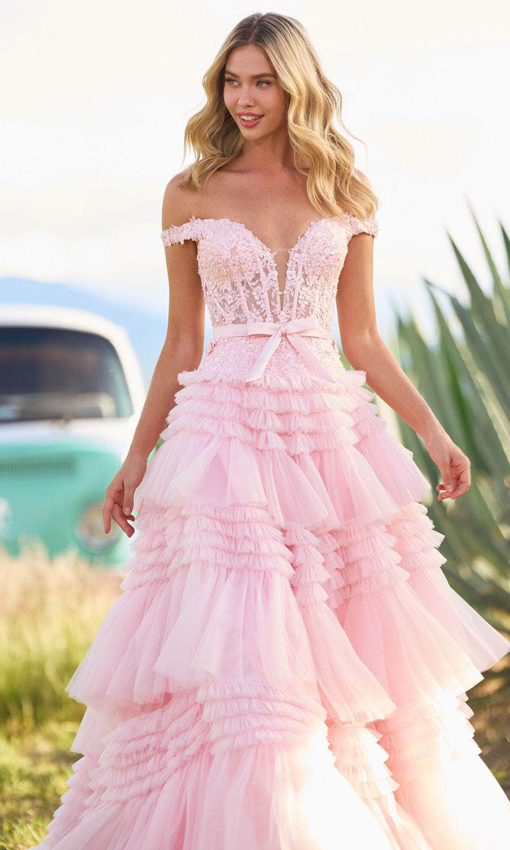 Sherri Hill 55309 - Off Shoulder Tiered Prom Dress Prom Dresses