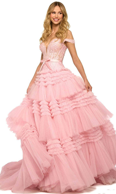 Sherri Hill 55309 - Off Shoulder Tiered Prom Dress Prom Dresses
