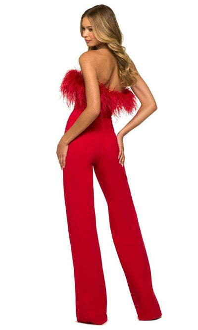Sherri Hill 55382 - Feathered Strapless Jumpsuit Formal Pantsuits