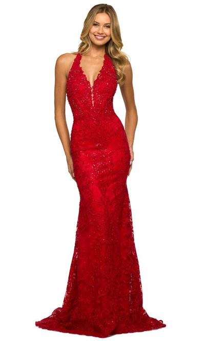 Sherri Hill 55392 - Halter Neck Embellished Prom Dress Special Occasion Dress 000 / Red