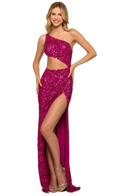 Sherri Hill 55456 - Cutout Sequin Prom Dress Special Occasion Dress 000 / Bright Fuchsia