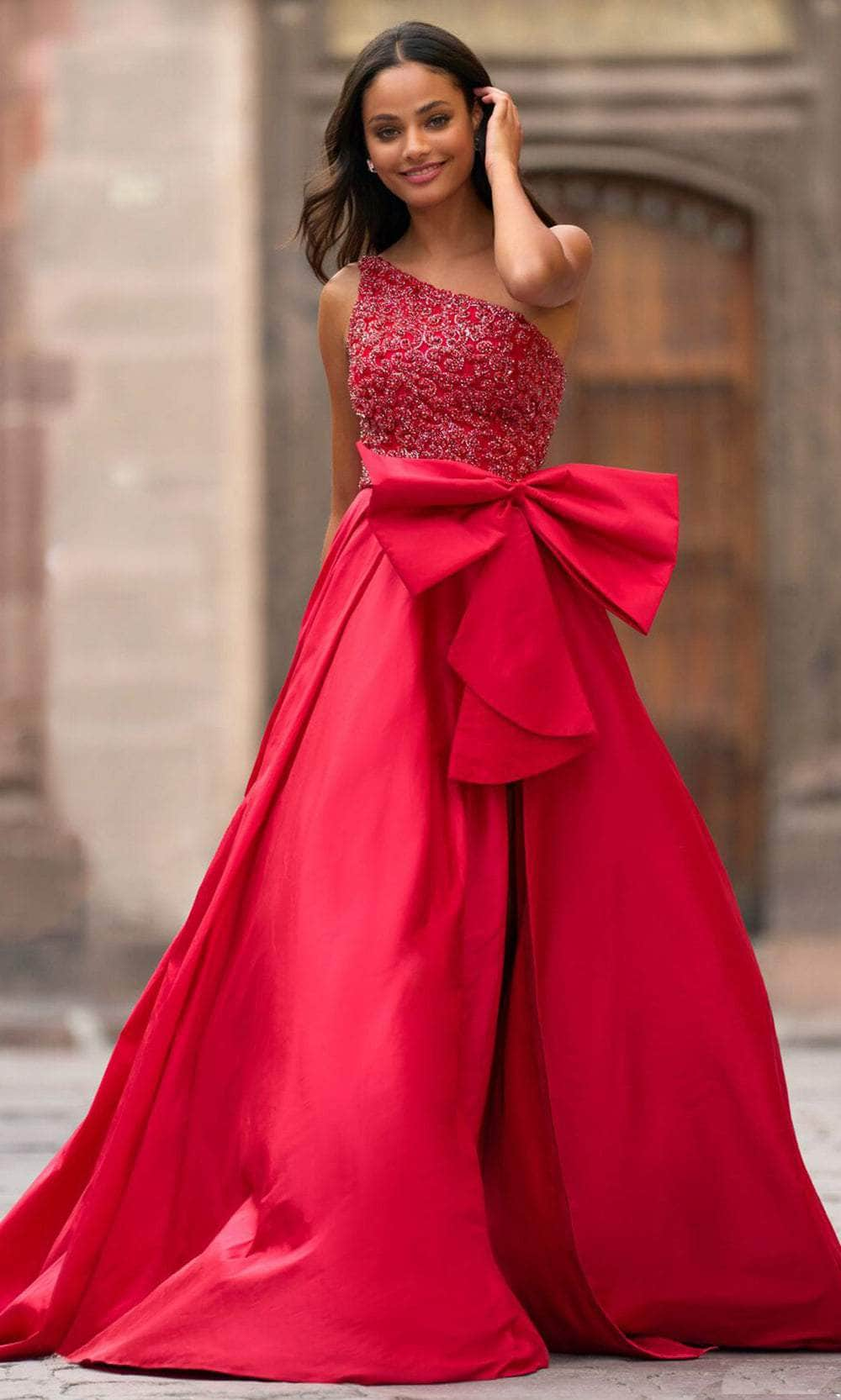 Sherri Hill 55469 - One-Shoulder Ballgown Prom Desses 000 / Red