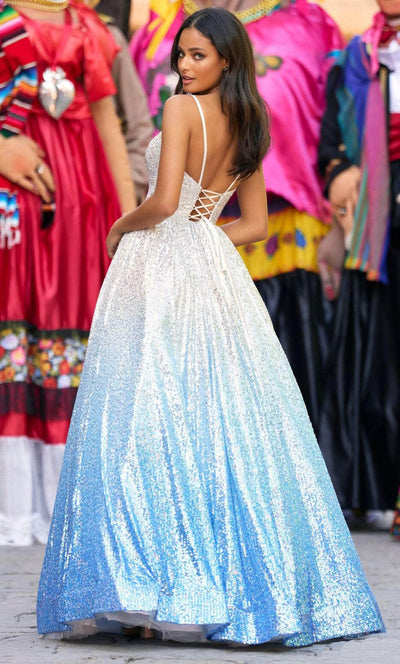 Sherri Hill 55471 - Ombre Plunging Sequined Ball Gown Ball Gowns