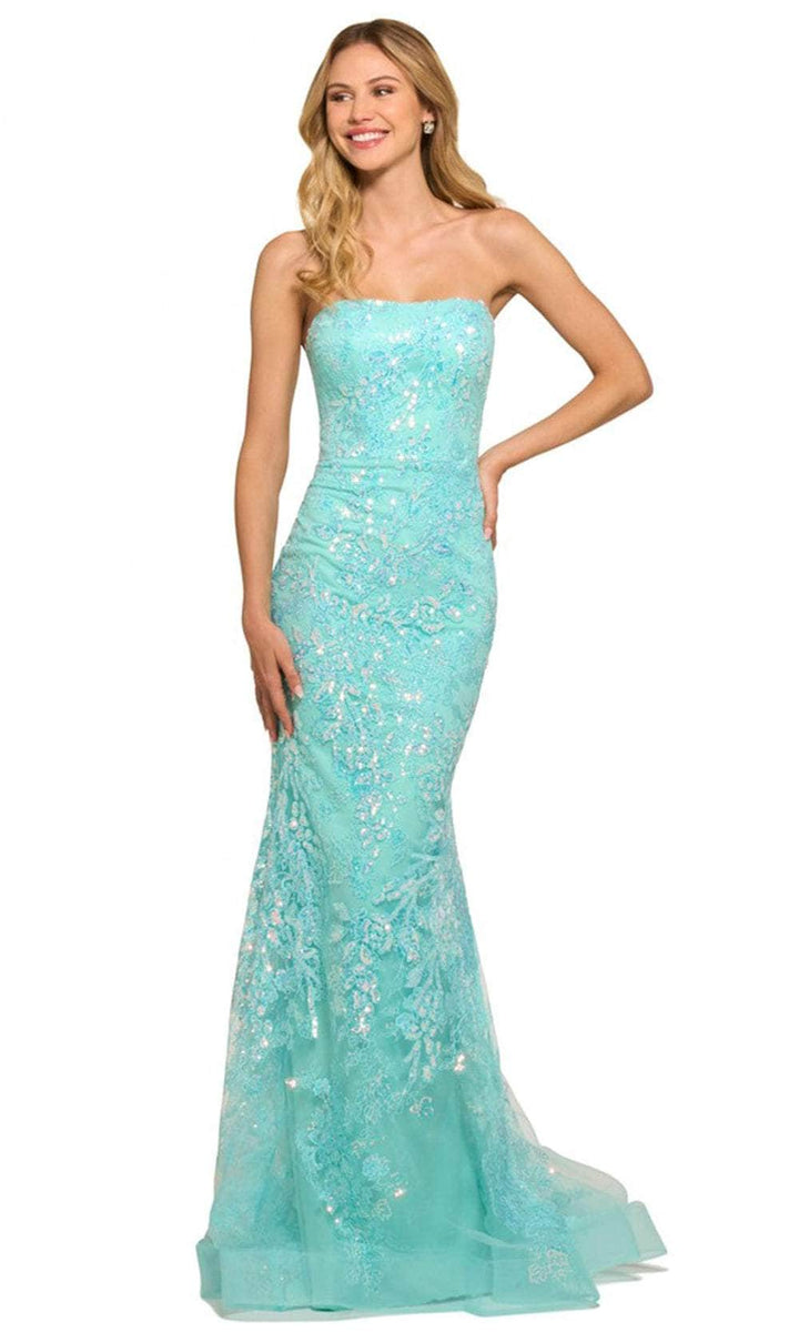 Sherri HIll - Straight-Across Gown 55501 In Blue