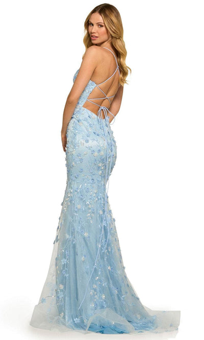 Sherri Hill 55531 - Thin Strapped Floral Patterned Long Gown Evening Dresses