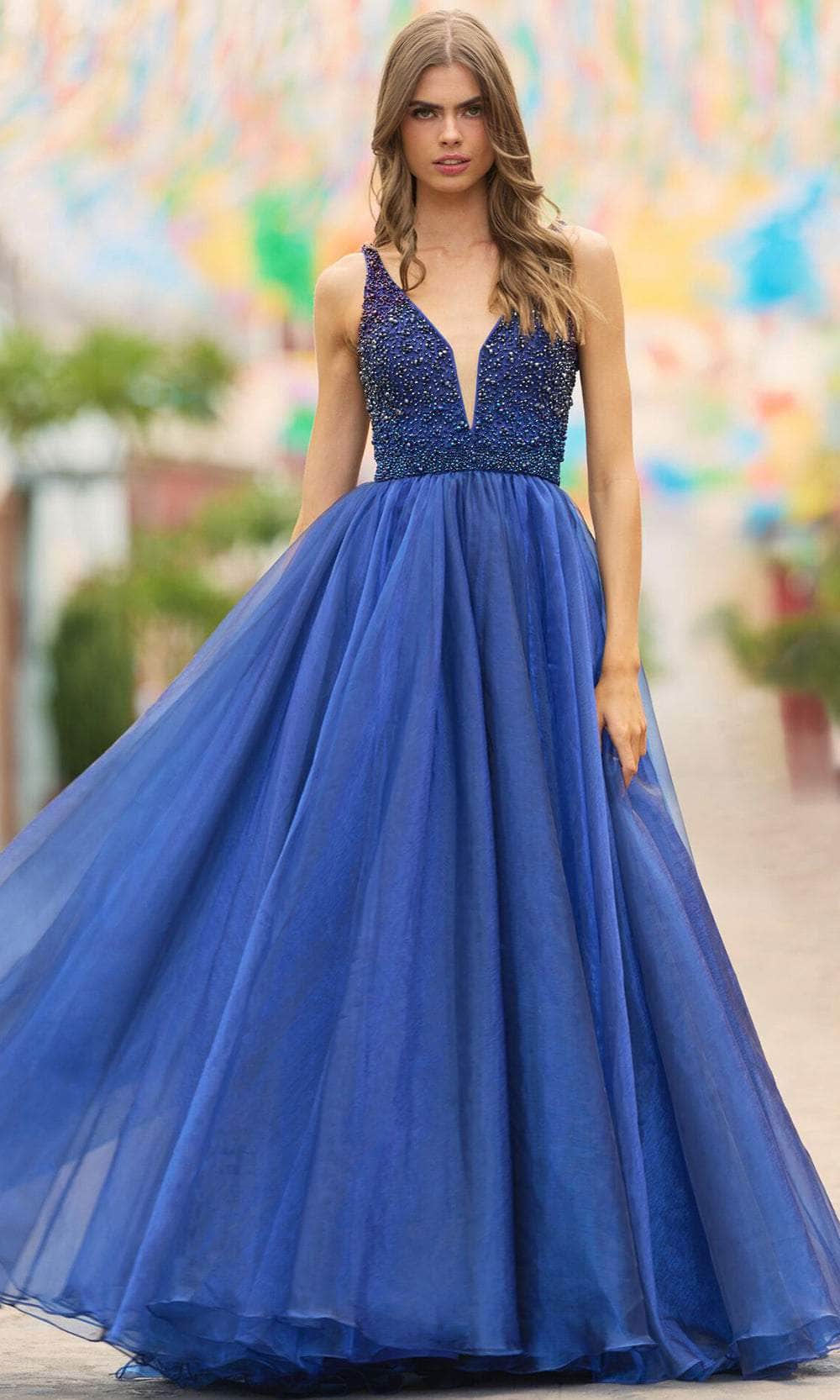 Sherri Hill 55567 - Fit and Flare Embellished Long Gown Prom Desses 000 / Royal