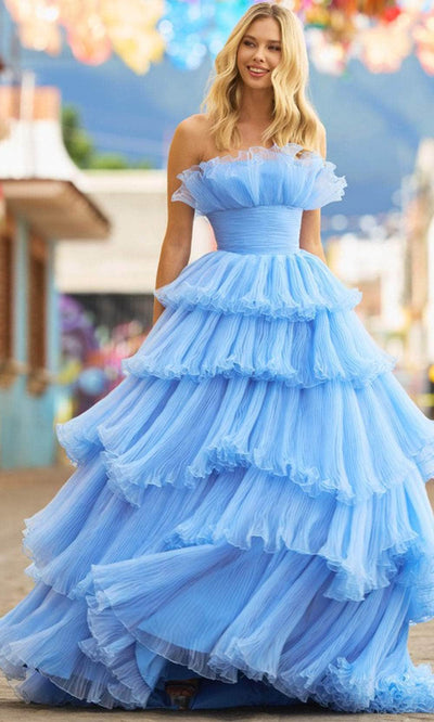 Sherri Hill 55594 - Ruffled Strapless Ball Gown Prom Dresses