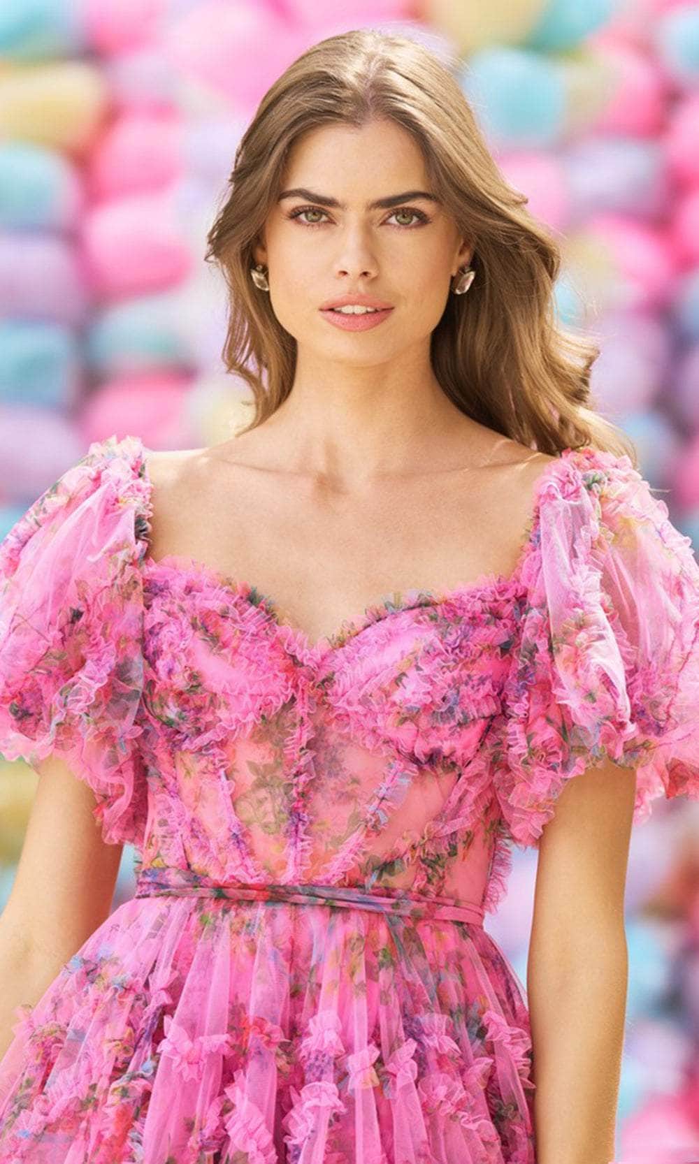 Sherri Hill 55624 - Floral Cap Sleeves Short Dress Cocktail Dresses
