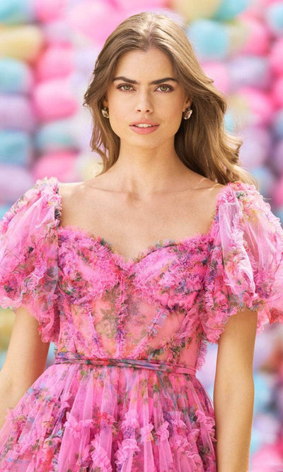 Sherri Hill 55624 - Floral Cap Sleeves Short Dress Cocktail Dresses