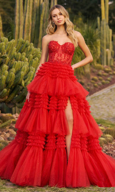 Sherri Hill 55682 - Lace Corset Ballgown Ball Gowns 000 / Red