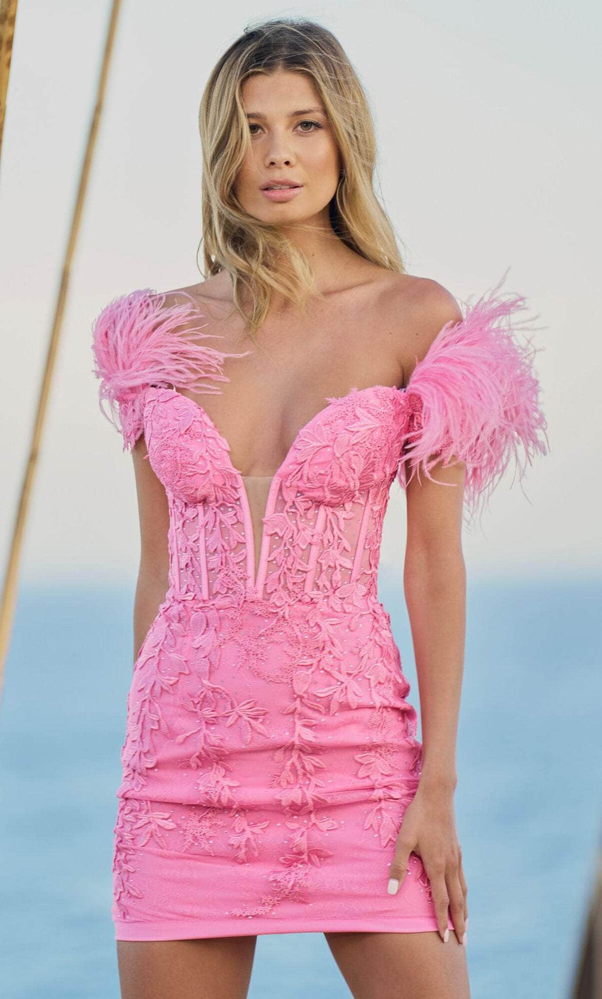 Sherri Hill 55778 - Feathered Sheath Cocktail Dress Cocktail Dresses