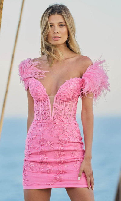 Sherri Hill 55778 - Feathered Sheath Cocktail Dress Cocktail Dresses