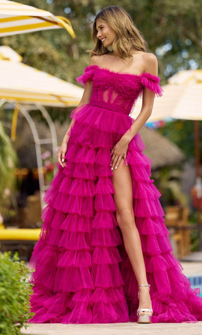 Sherri Hill 55850 - Off Shoulder Ruffle Evening Gown Prom Dresses