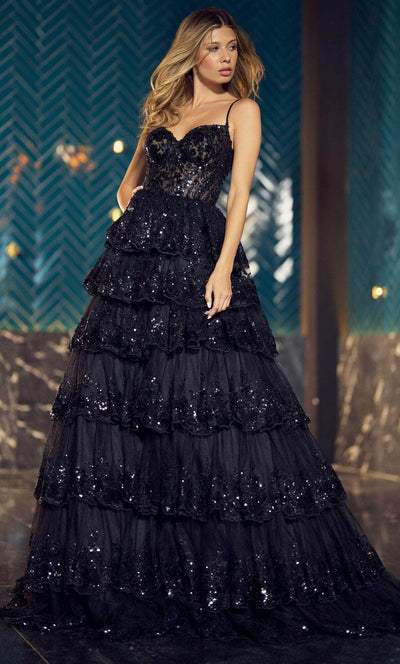 Sherri Hill 55925 - Tiered A-Line Prom Gown Prom Dresses