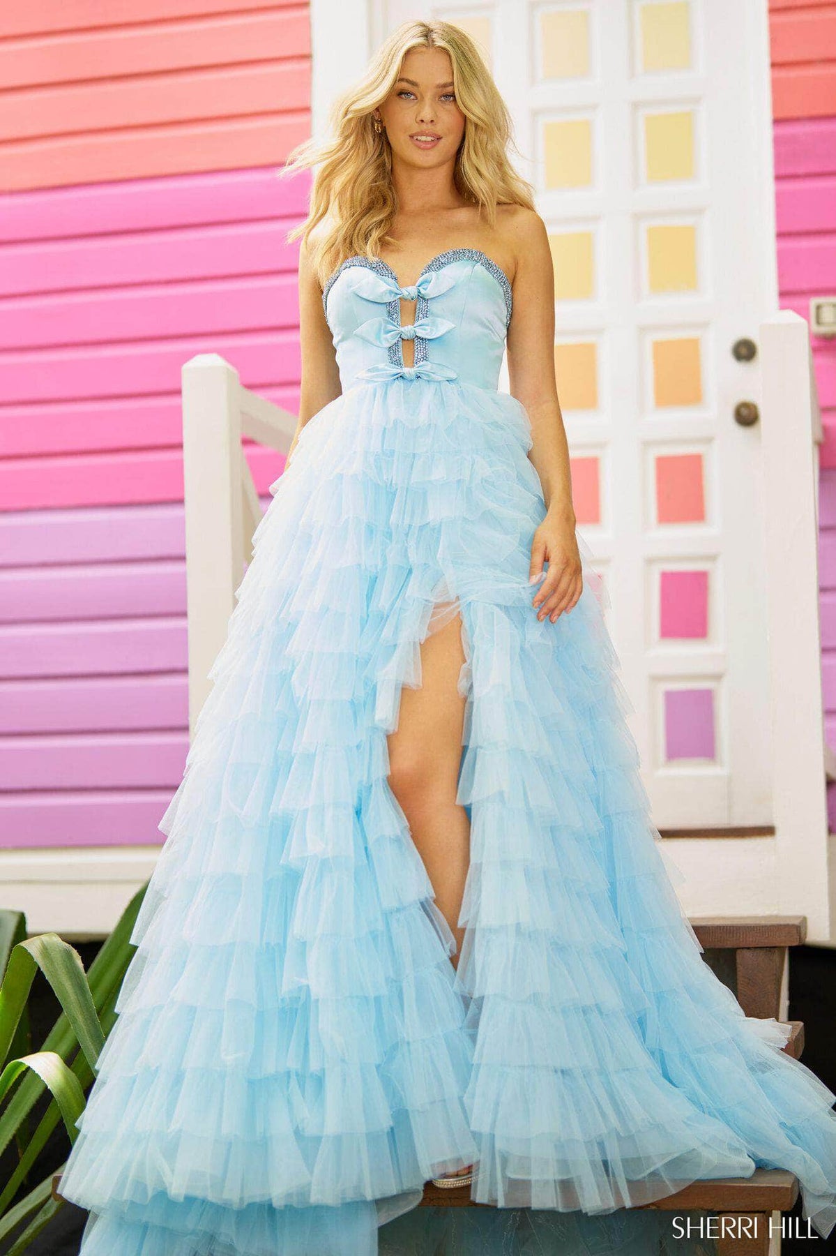 sherri hill pink bow dress Sherri Hill 56012 - Long A-Line Dress