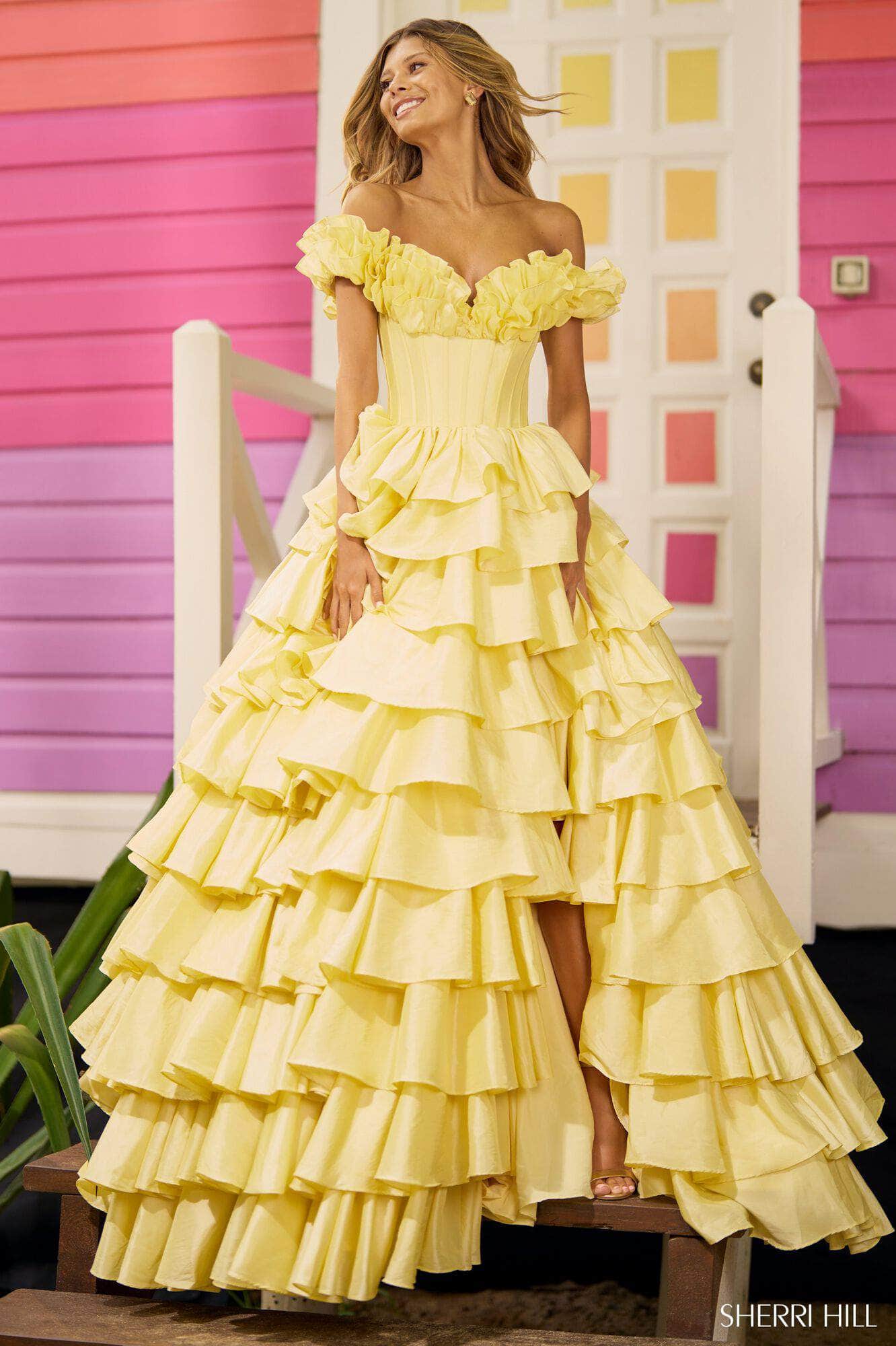 Sherri Hill 56039 - Taffeta Ruffle Ballgown Special Occasion Dress