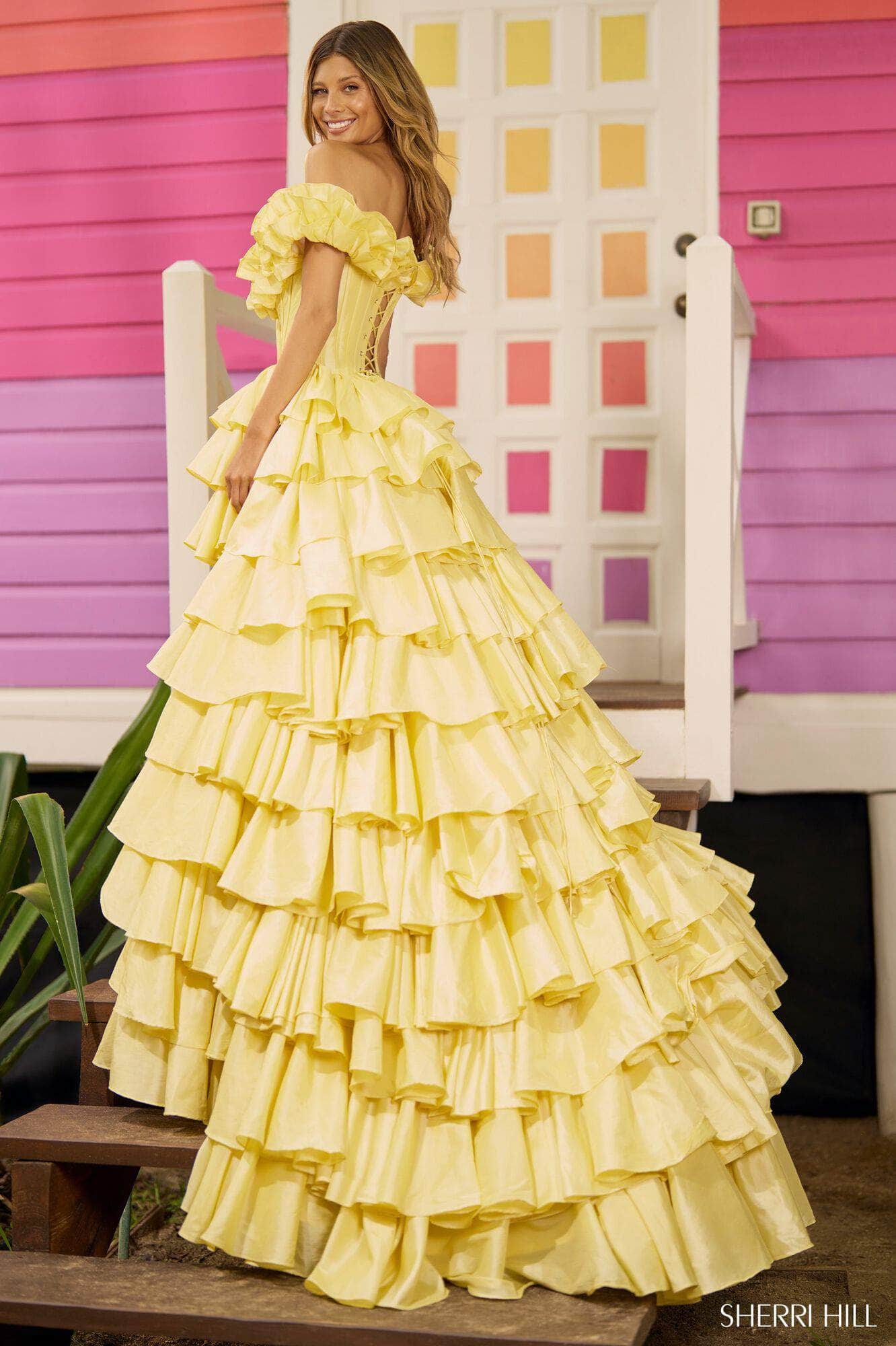 Sherri Hill 56039 - Taffeta Ruffle Ballgown Special Occasion Dress