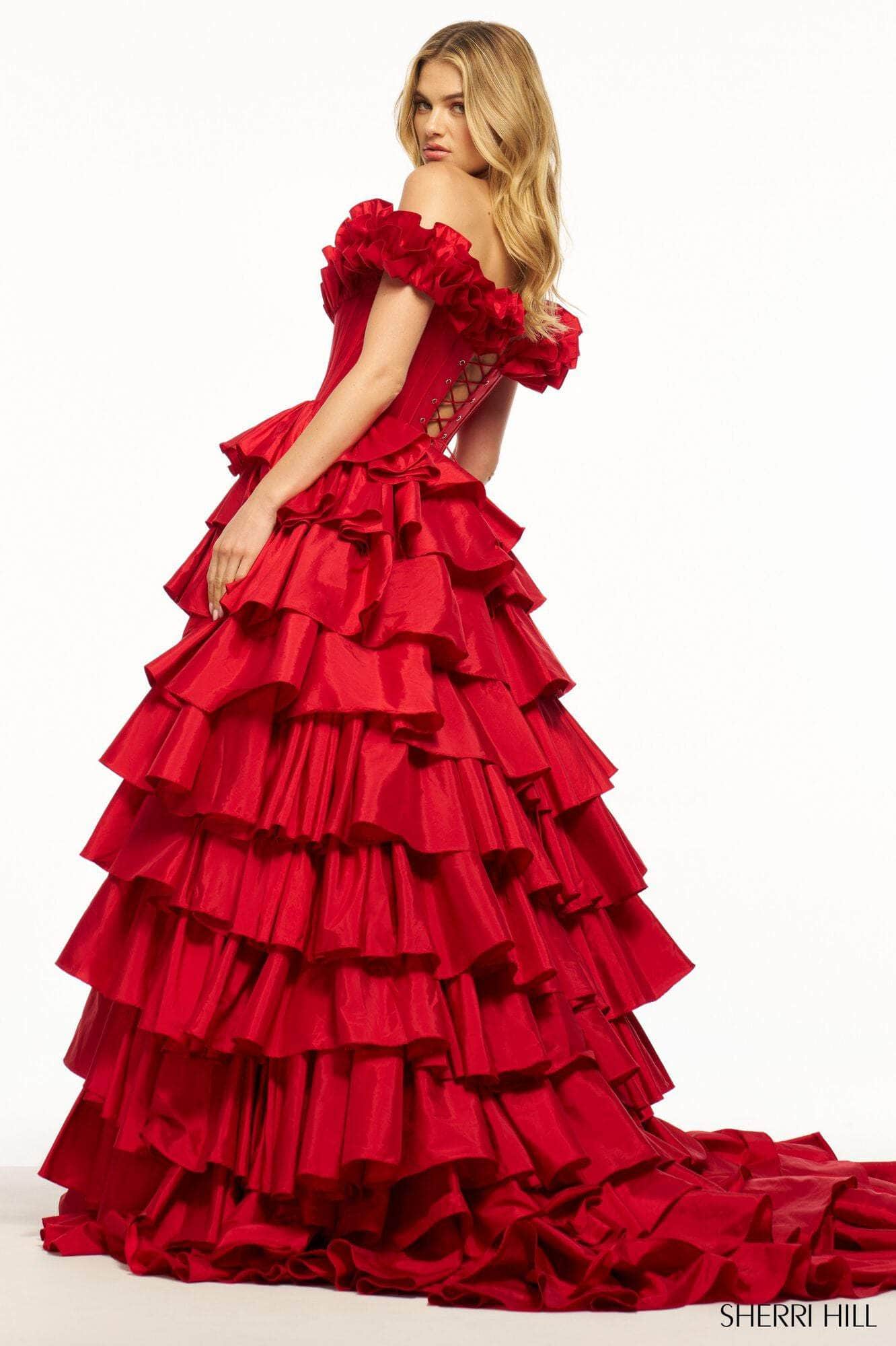 Sherri Hill 56039 - Taffeta Ruffle Ballgown Special Occasion Dress