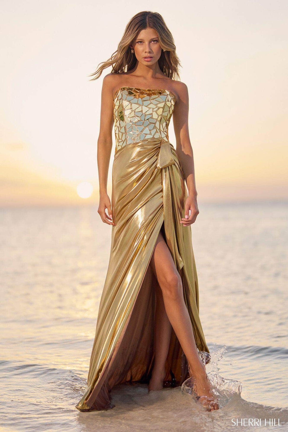 sherri hill gold strapless dress 57567 - Sherri Hill