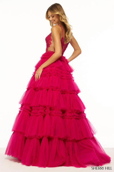 Sherri Hill 56102 - Plunging Ruffle Ballgown Special Occasion Dress