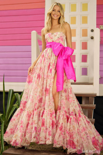 Sherri Hill 56110 - Taffeta Bow Floral Gown Special Occasion Dress