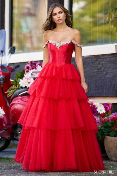 Sherri Hill 56147 - Tiered Basque Prom Gown Special Occasion Dress