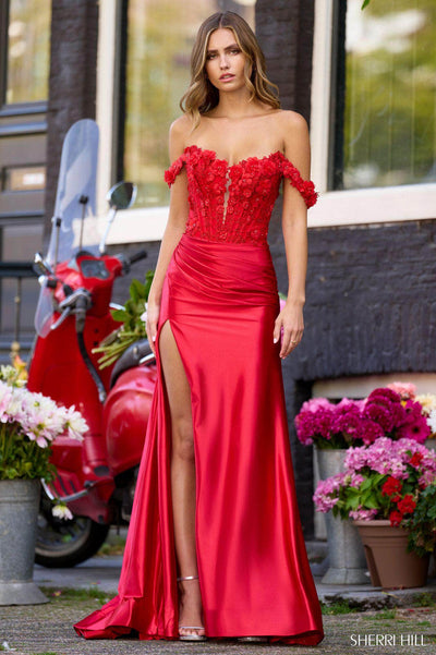 Sherri Hill 56176 - Applique Off Shoulder Gown Special Occasion Dress