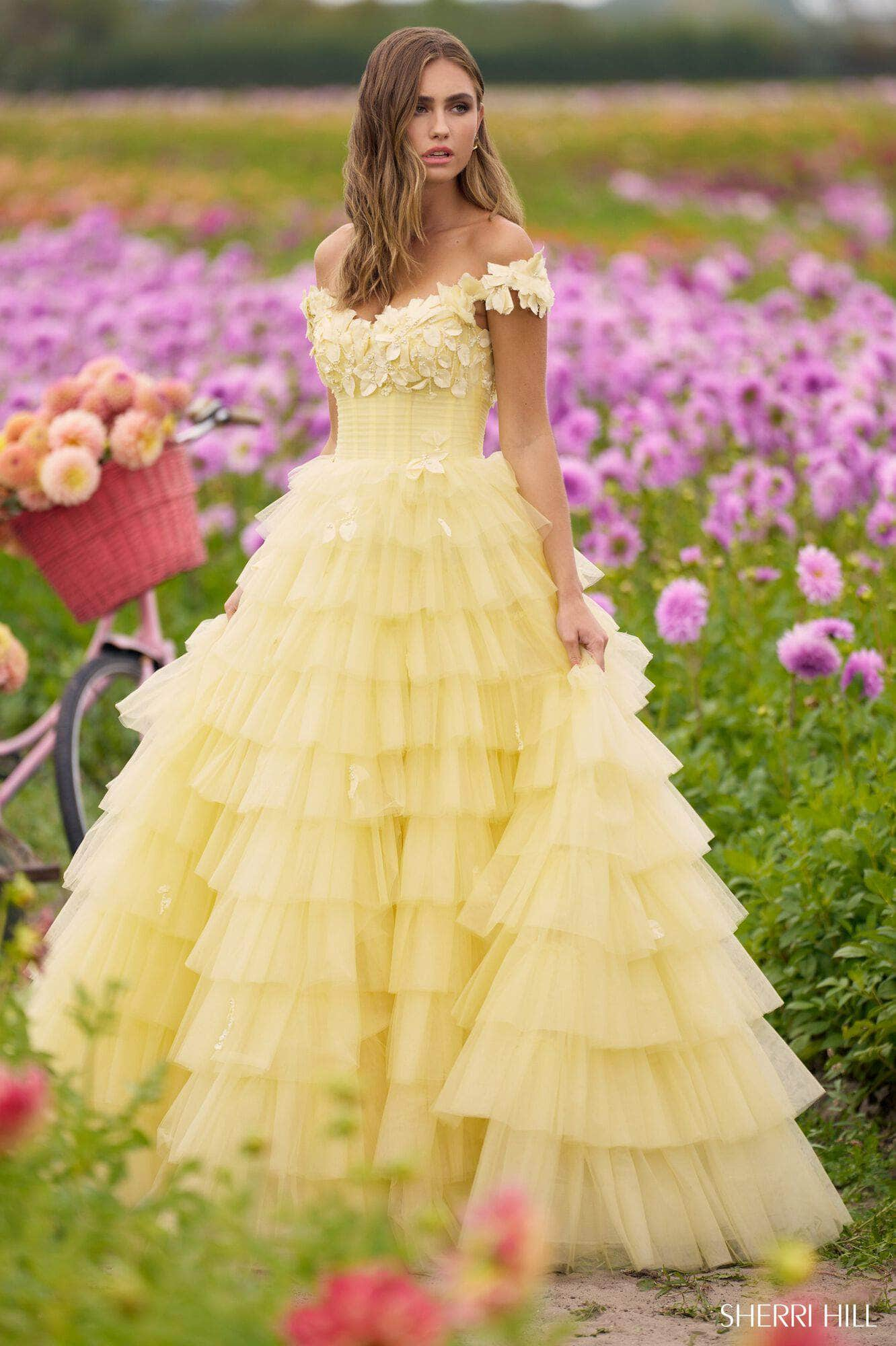 Sherri Hill 56199 - Ruffle Tulle Ballgown Special Occasion Dress