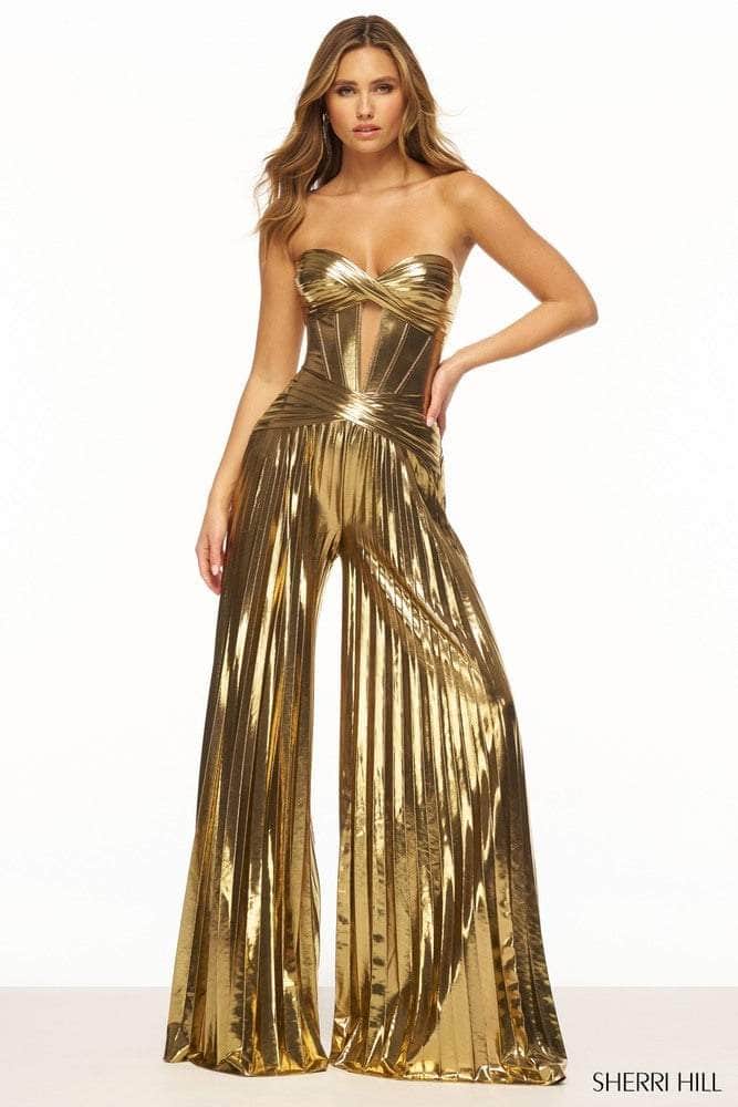 Sherri Hill 56404 - Metallic Pleated Jumpsuit Special Occasion Dress