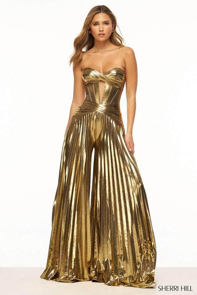 Sherri Hill 56404 - Metallic Pleated Jumpsuit Special Occasion Dress