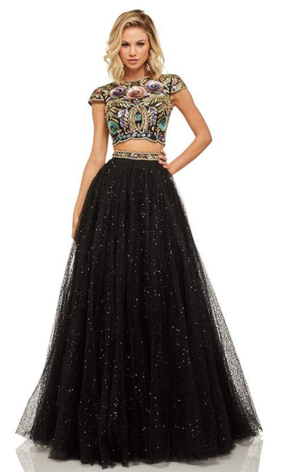 Sherri Hill - Two Piece Sequin-Ornate Ballgown In Multi -Color