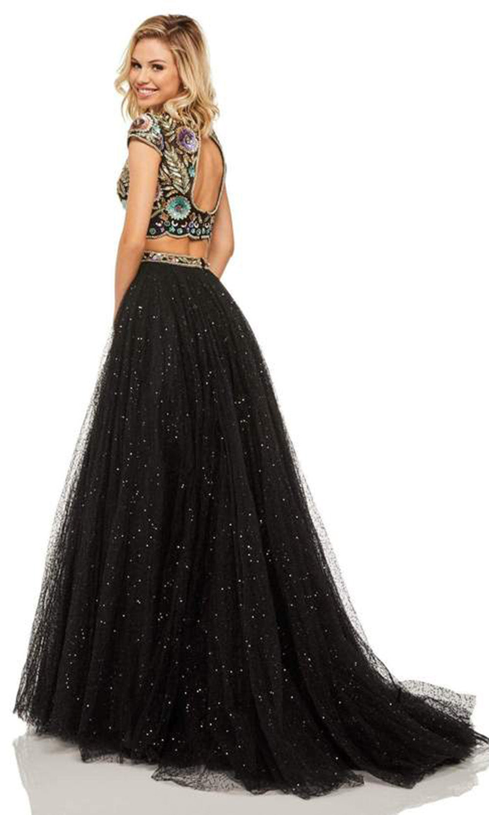 Sherri Hill - Two Piece Sequin-Ornate Ballgown In Multi -Color
