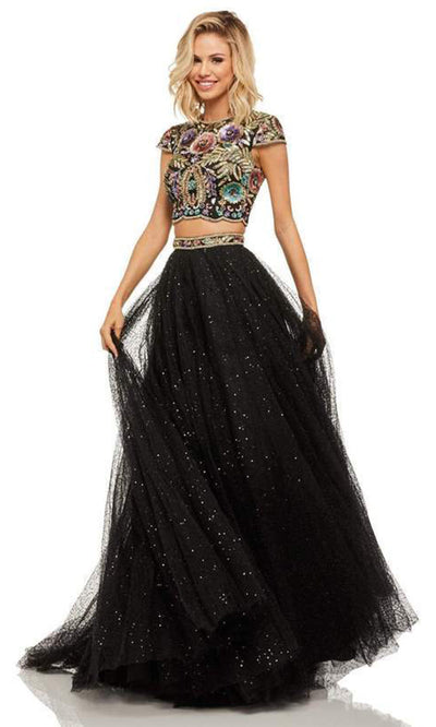 Sherri Hill - Two Piece Sequin-Ornate Ballgown In Multi -Color