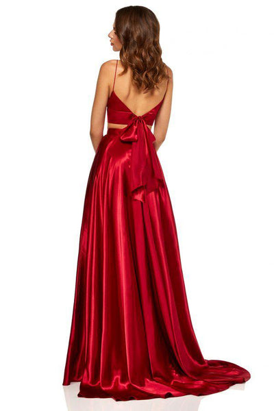 Sherri Hill - 52488SC Two-Piece Plunging Bodice High Slit Dress