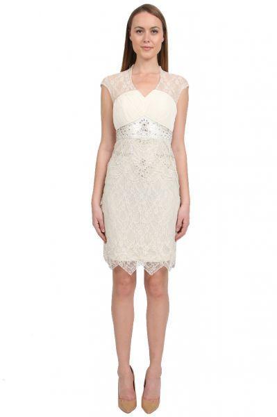 Sue Wong - N4101SC Beaded Lace V Neck Cocktail Dress