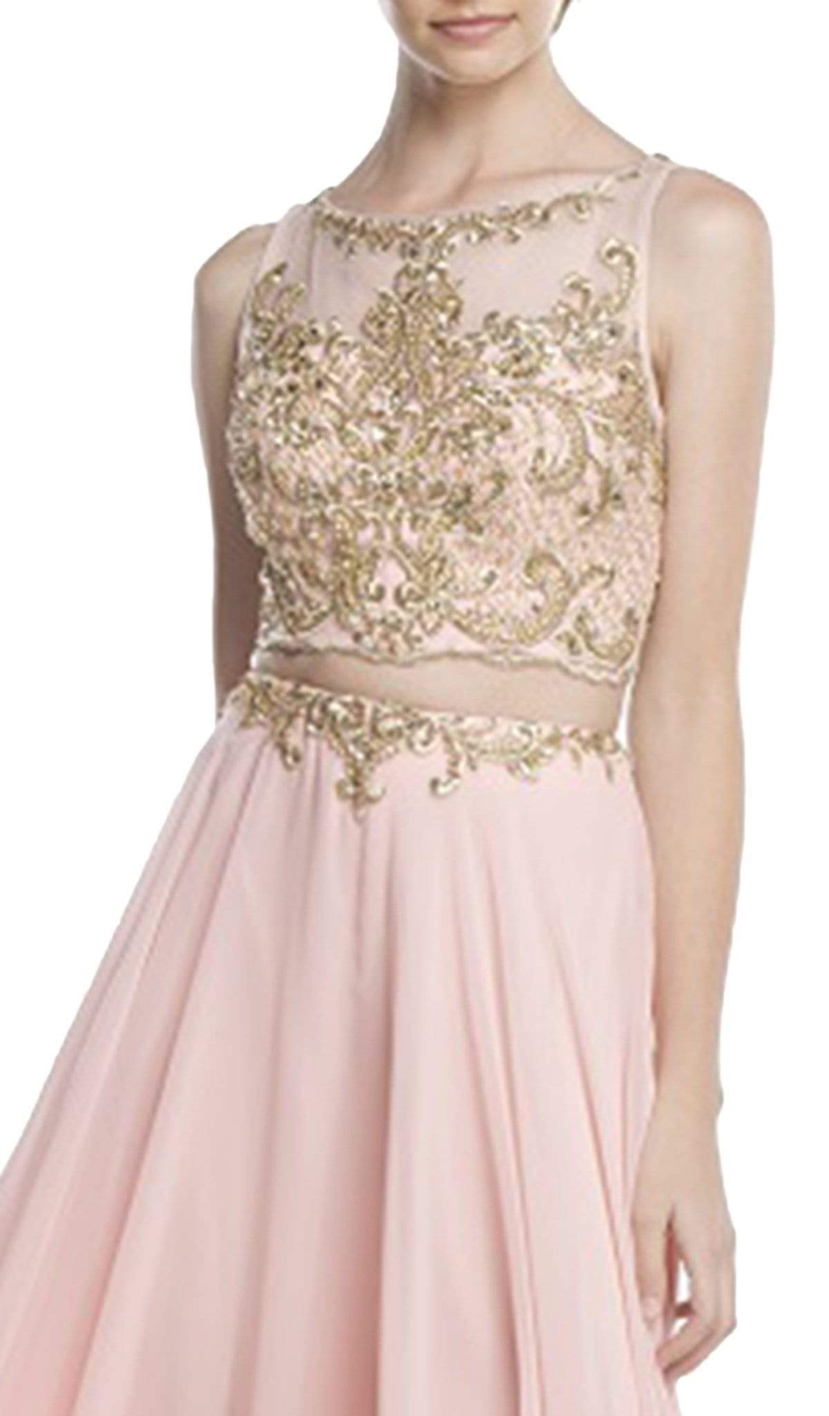 Sleeveless Sheer Bateau A-line Prom Dress Dress