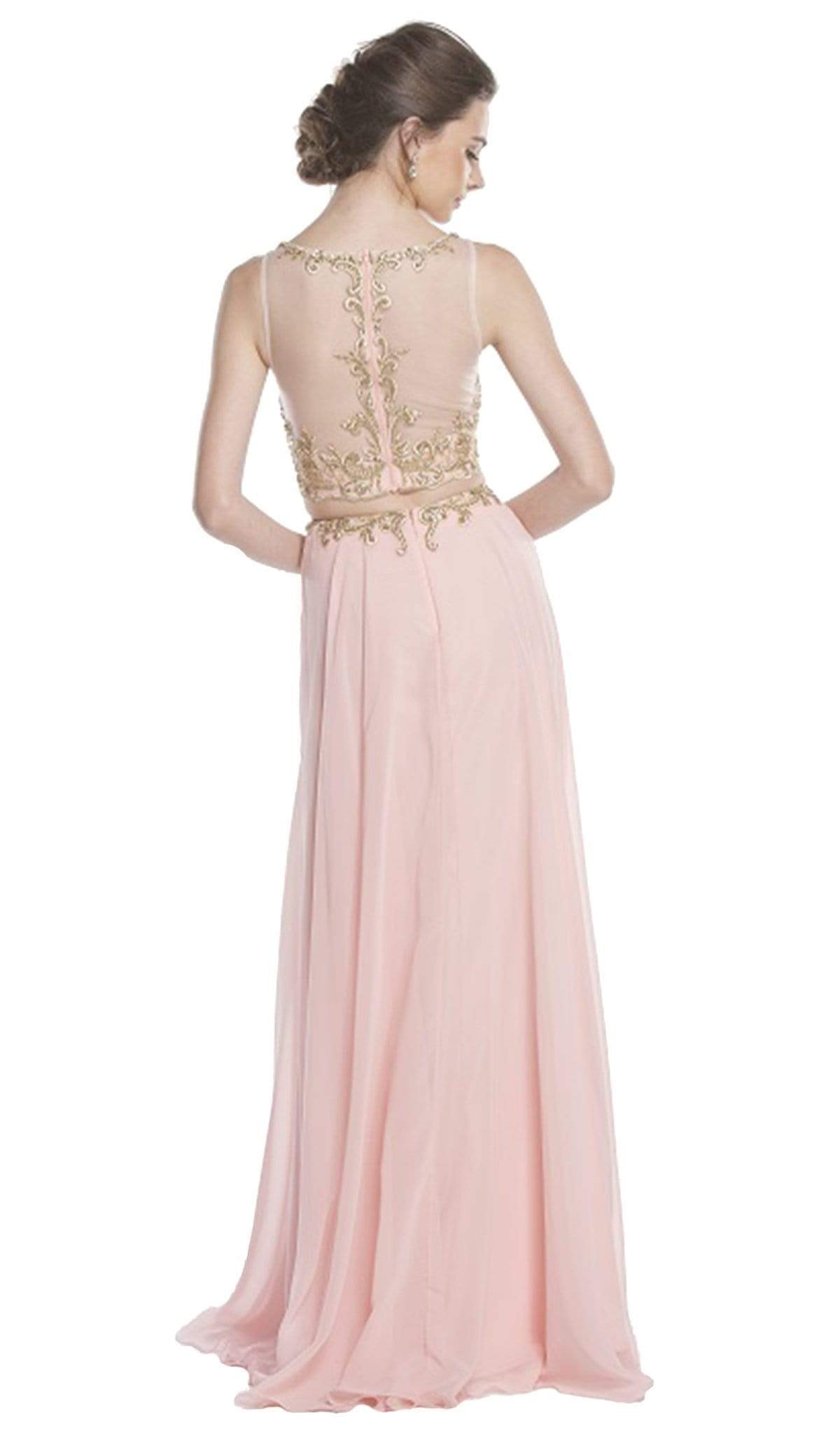 Sleeveless Sheer Bateau A-line Prom Dress Dress