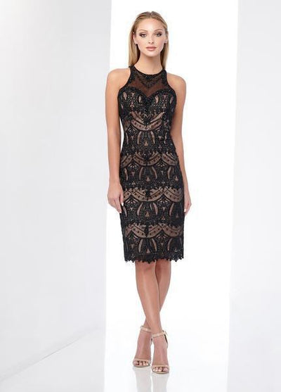 Social Occasions by Mon Cheri - 218808 Beaded Embroidered Dress In Black and Nude\