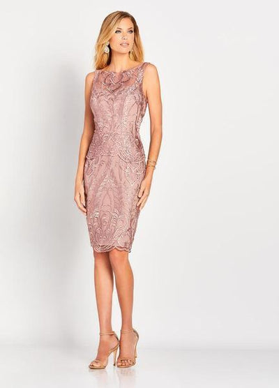 Social Occasions by Mon Cheri - Embroidered Bateau Cocktail Dress 119829 CCSALE 16 / Rosewood