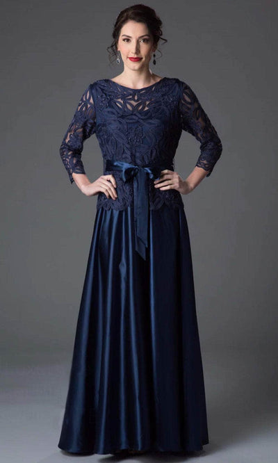 Soulmates 1601 - Beaded Embroidered Formal Evening Gown Mother of the Bride Dresses Navy / S