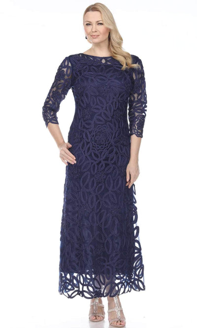 Soulmates 1616 - Quarter Sleeve Bateau Neck Formal Dress Evening Dresses Navy 