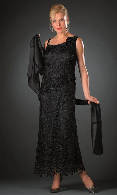 Soulmates C701 - Dress With Scarf Mother of the Bride Dresses Black / S