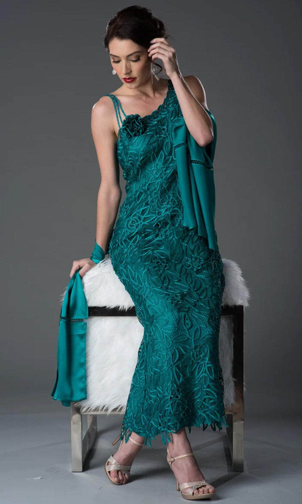 Soulmates C701 - Dress With Scarf Mother of the Bride Dresses Jade / S