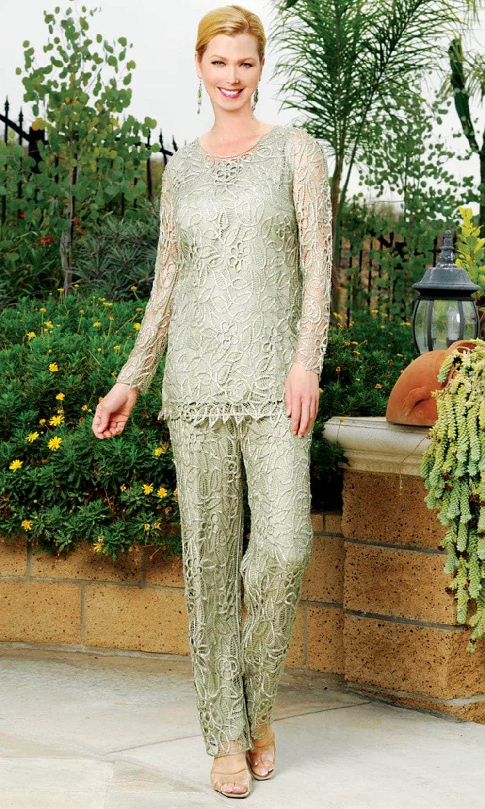 Soulmates C80783 - Unique Beaded Handmade Tunic With Pants Mother of the Bride Dresses Celadon / S