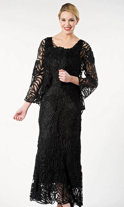 Soulmates D1106 - Rose Lace Jacket & Dress Set Evening Dresses Black / S