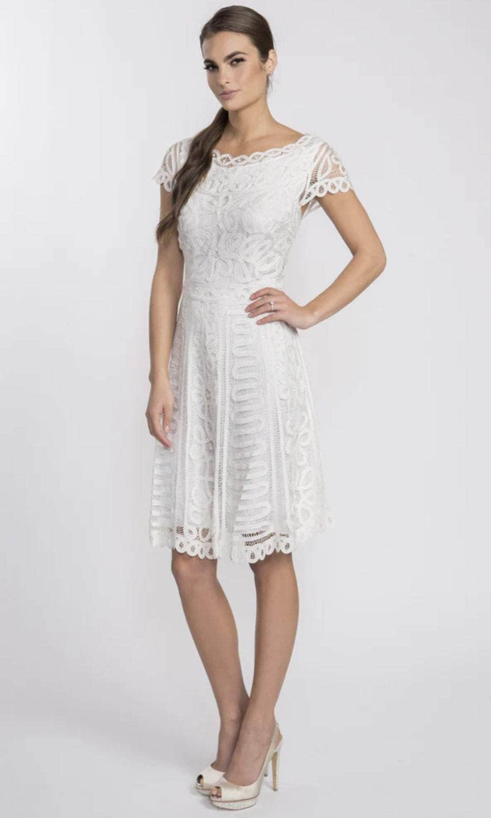 Soulmates D1319 - Hand Crochet Lace Wedding Party Bridal Shower Dress Cocktail Dresses Ivory / S