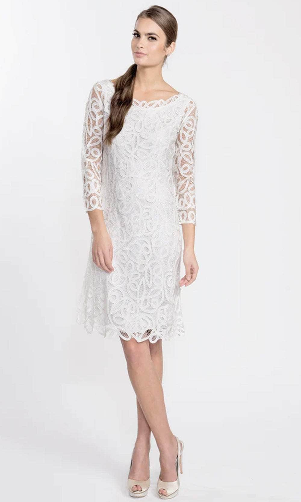 Soulmates D1322 - Hand Crochet Classic Short Dress Holiday Dresses Ivory / S