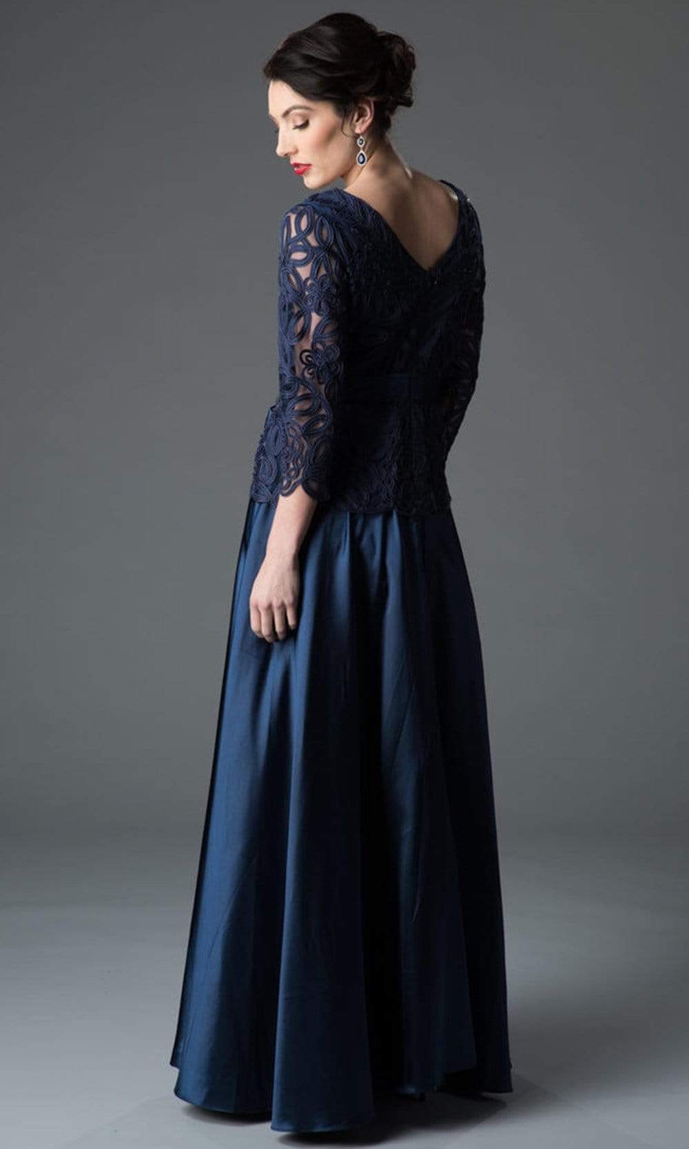 Soulmates - Embroidered Evening Gown 1601 - 1 pc Navy In Size 1X Available CCSALE 1X / Navy
