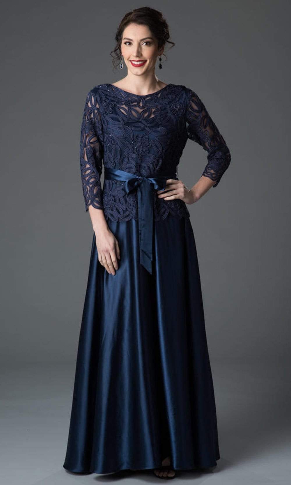Soulmates - Embroidered Evening Gown 1601 - 1 pc Navy In Size 1X Available CCSALE 1X / Navy